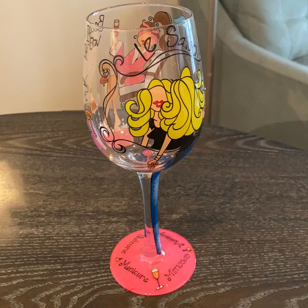 Spa day wine glass